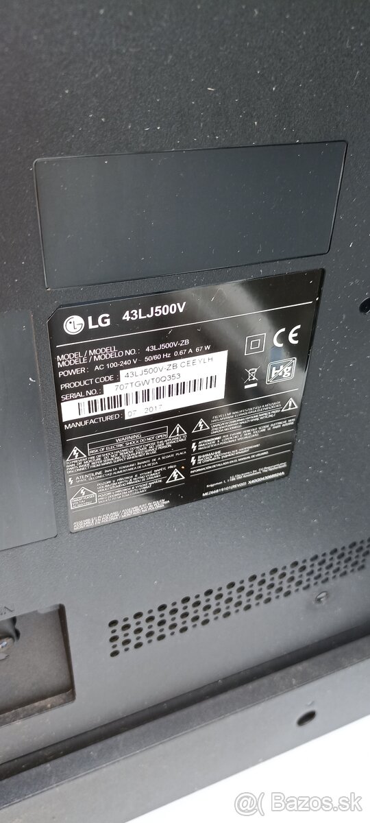 Predam pokazeny rozbity TV LG 43LJ500V