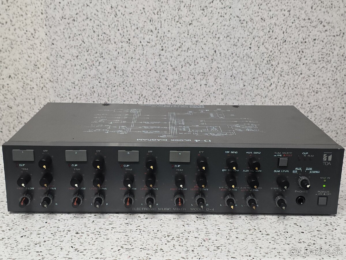 ELECTRONIC MUSIC MIXER TOA MODEL D-4 》 hudobný mixážny pult