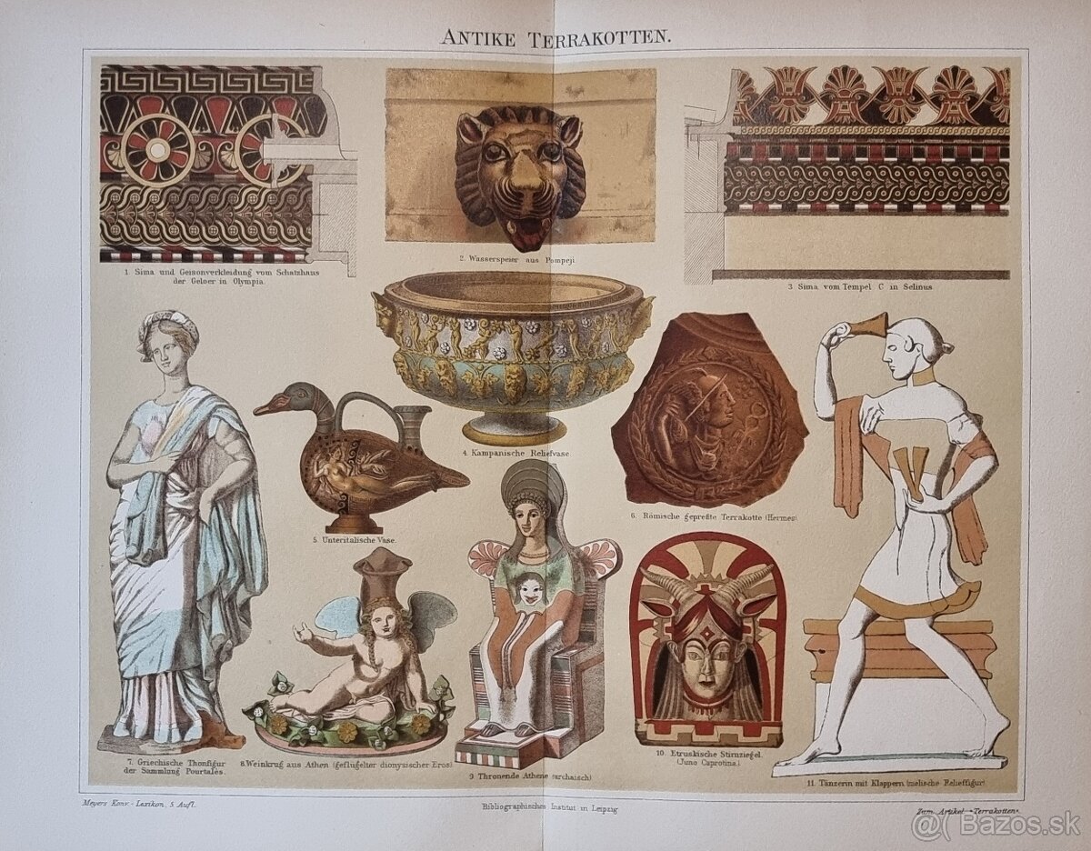 Staroveká terakota  -Chromolitografia 30/25 cm