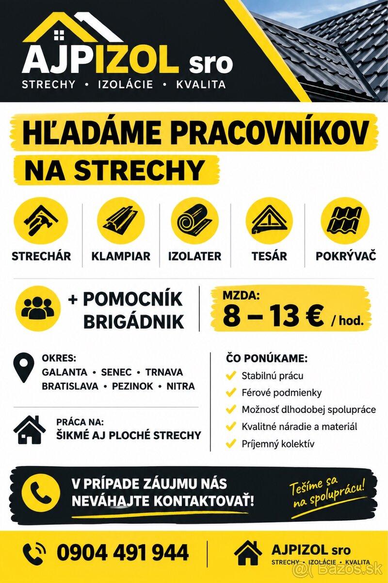 Hľadáme strechára