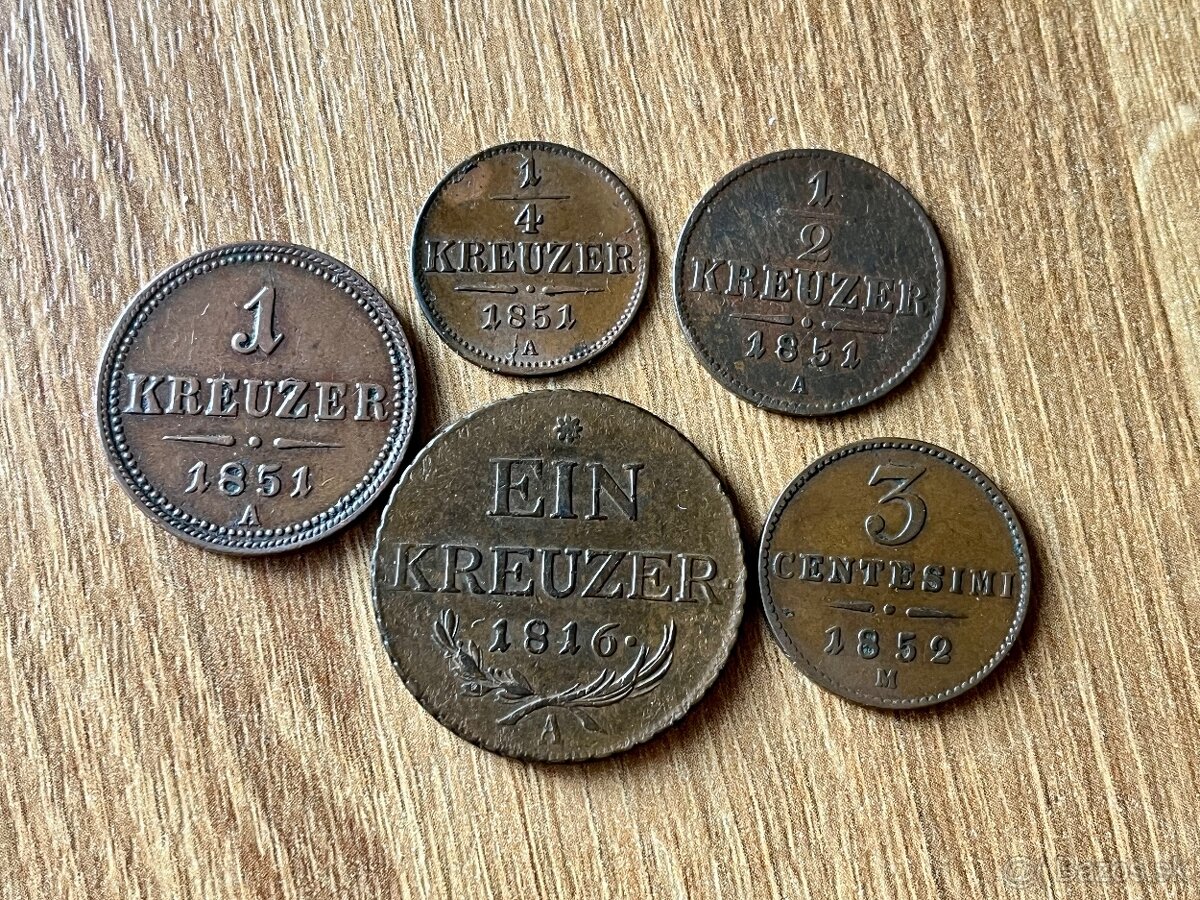Lot pekných medených mincí