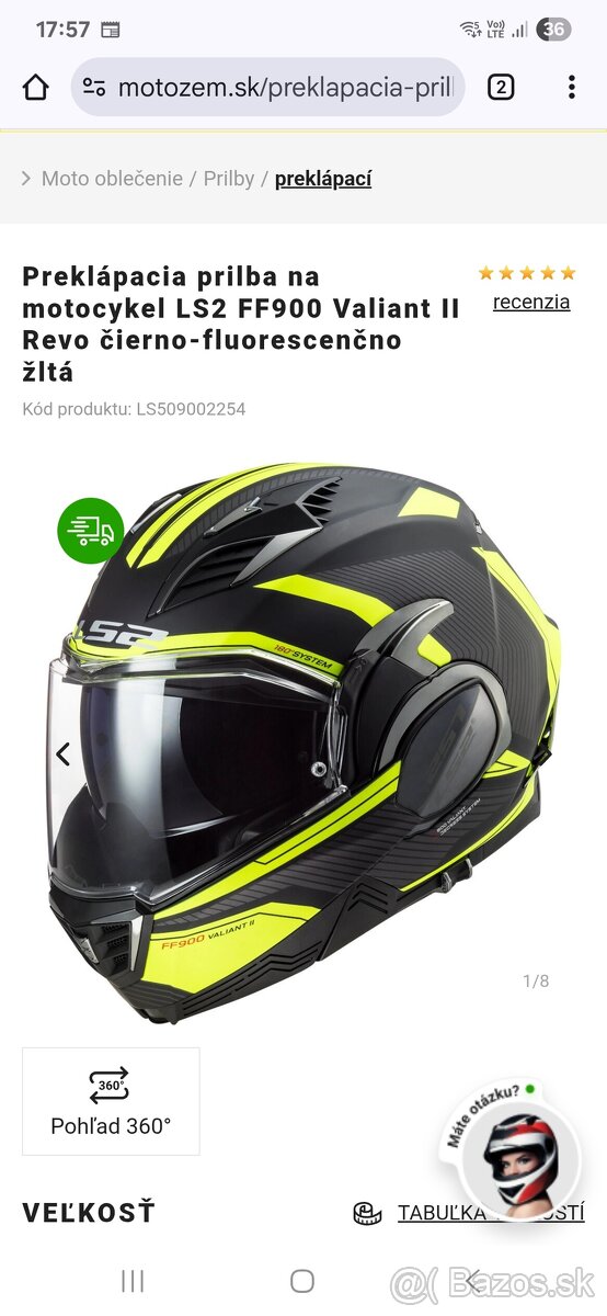 Preklápacia prilba na motocykel LS2 FF900 Valiant II Revo či