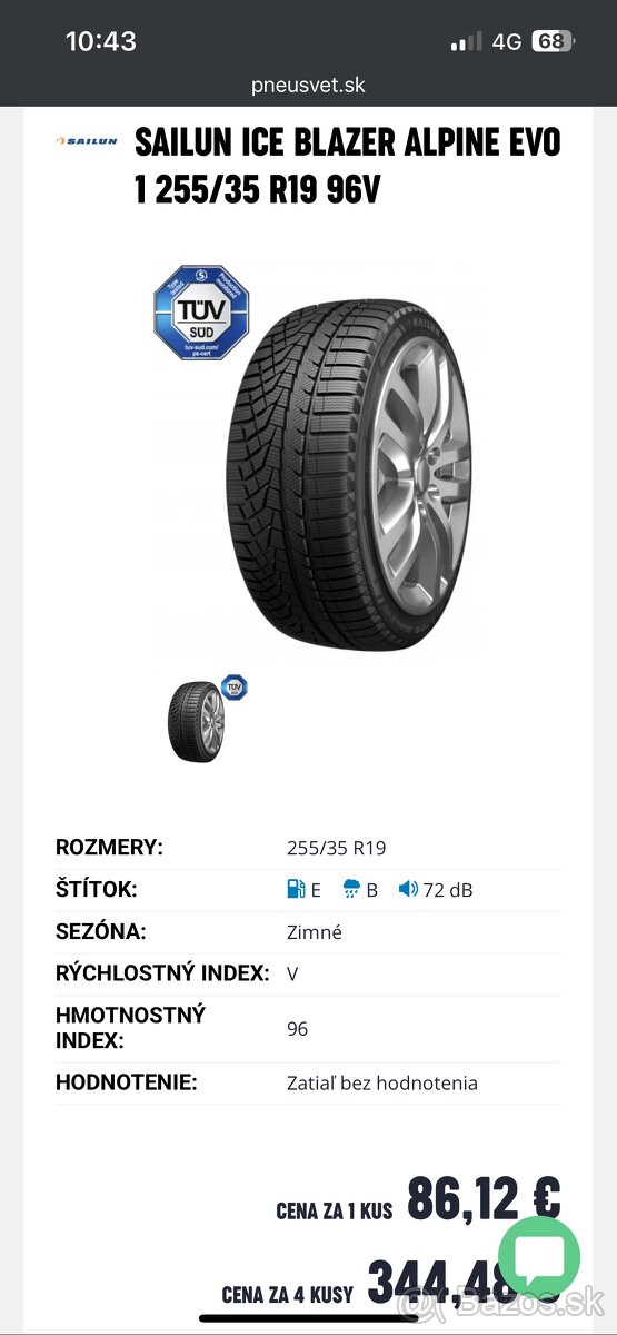 Zimné Pneu 255/35 R19