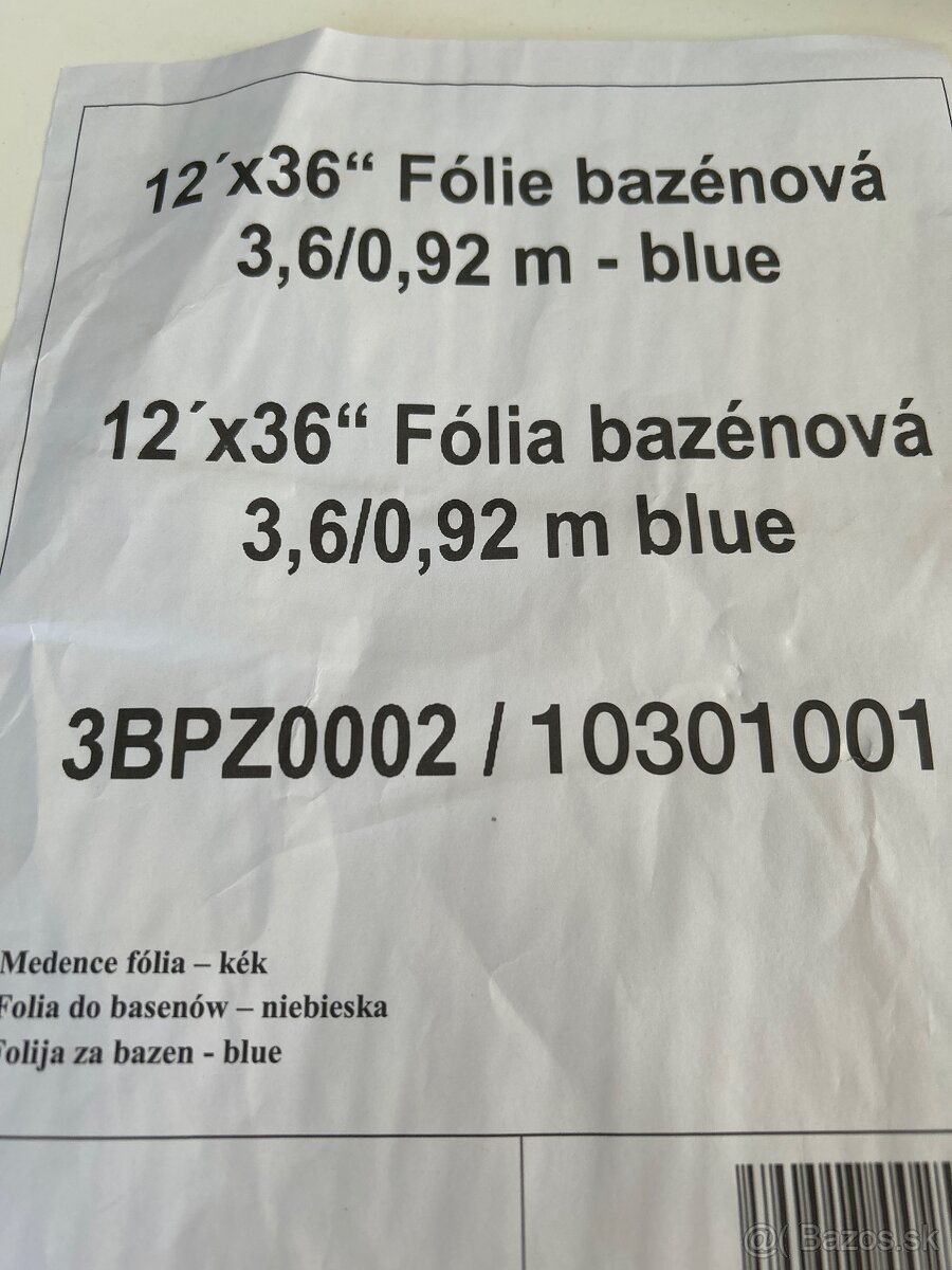 predam bazenovu foliu