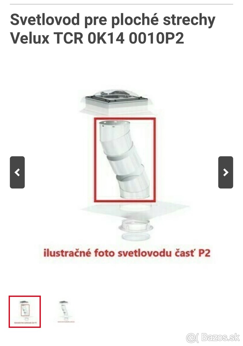 Svetlovod pre ploché strechy Velux TCR 0K14 0010P2