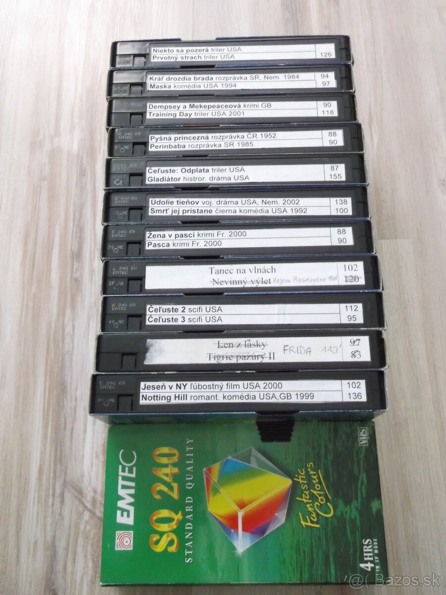 VHS  kazety nahrné filmy z TV