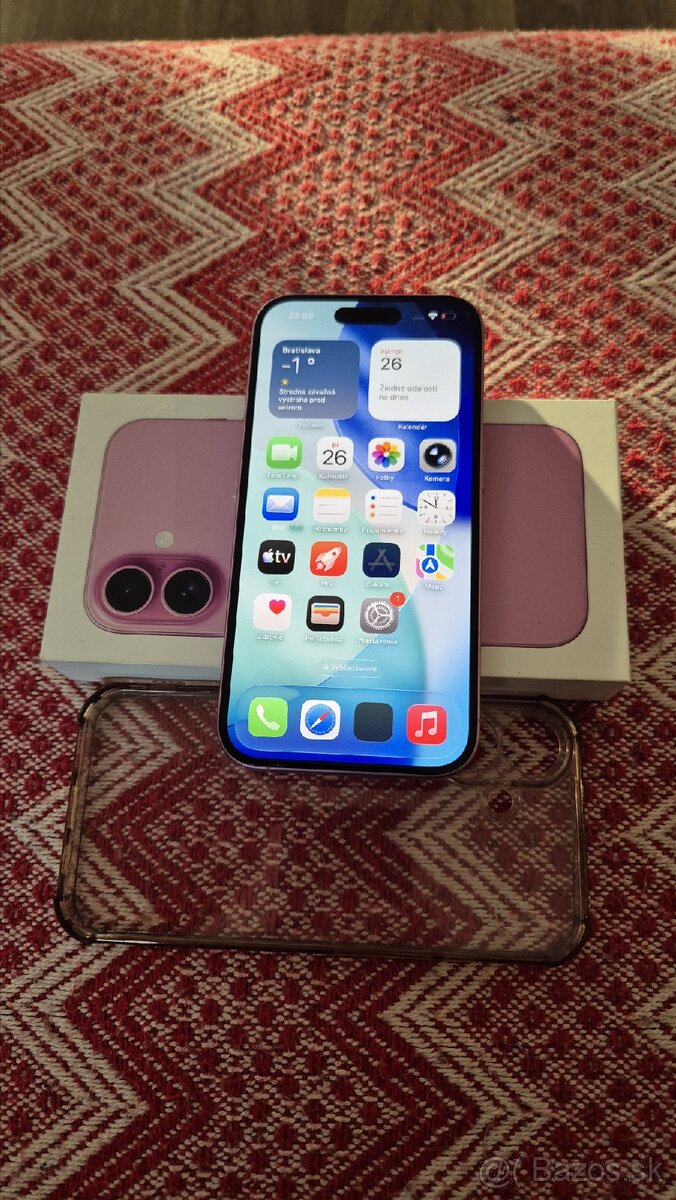Apple iphone 16 128gb pink ako novy