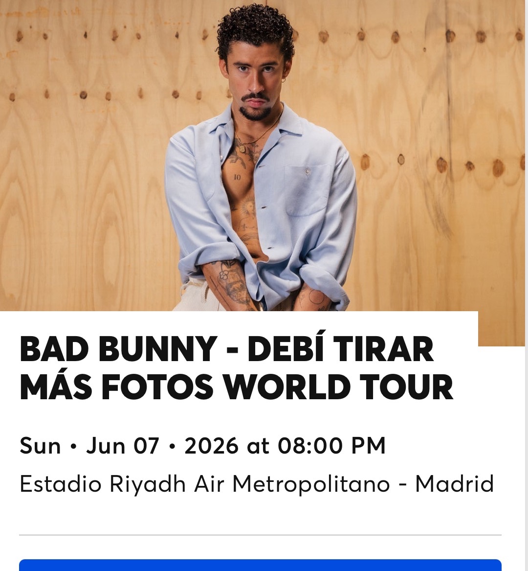 Ban Bunny Madrid 2 lístky