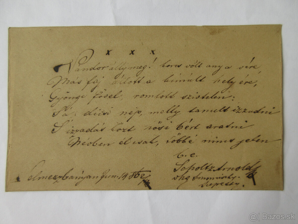 Listina B. Štiavnica z r. 14.6.1862, Scholtz, Cena +