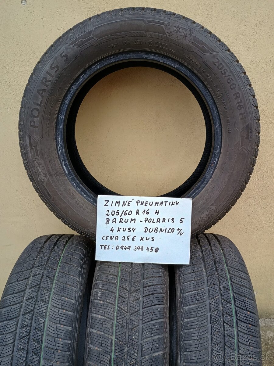 Predám skoro nové zimné pneumatiky 205/60 R16