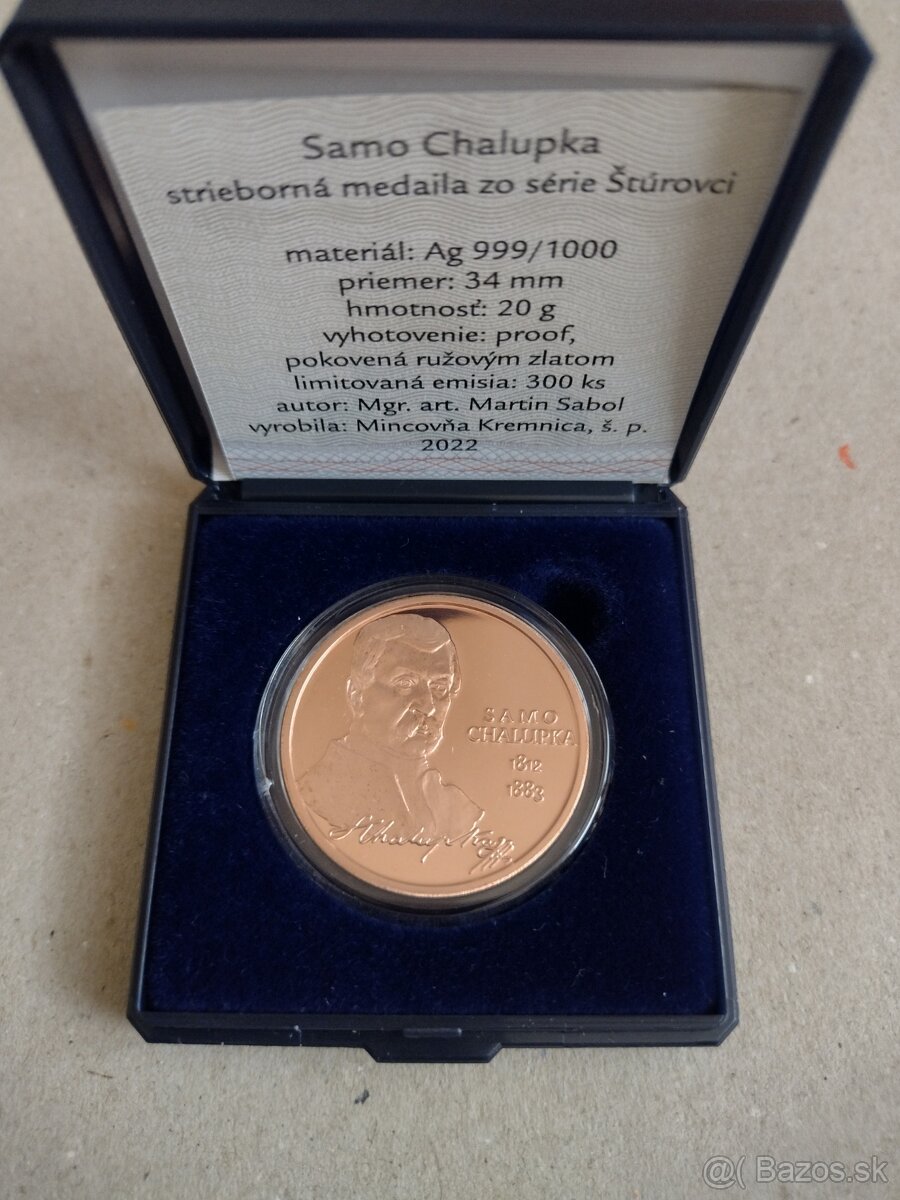 Strieborná medaila (pokovenie ružovým zlatom) - Štúrovci - S