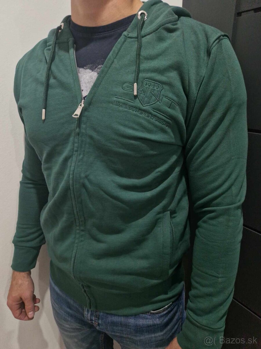 Nová pánska mikina GANT smaragdovo zelená XL