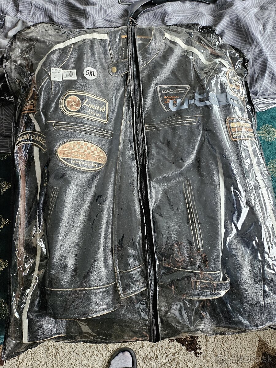 Pánska kožená moto bunda W-TEC Black Cracker - čierna