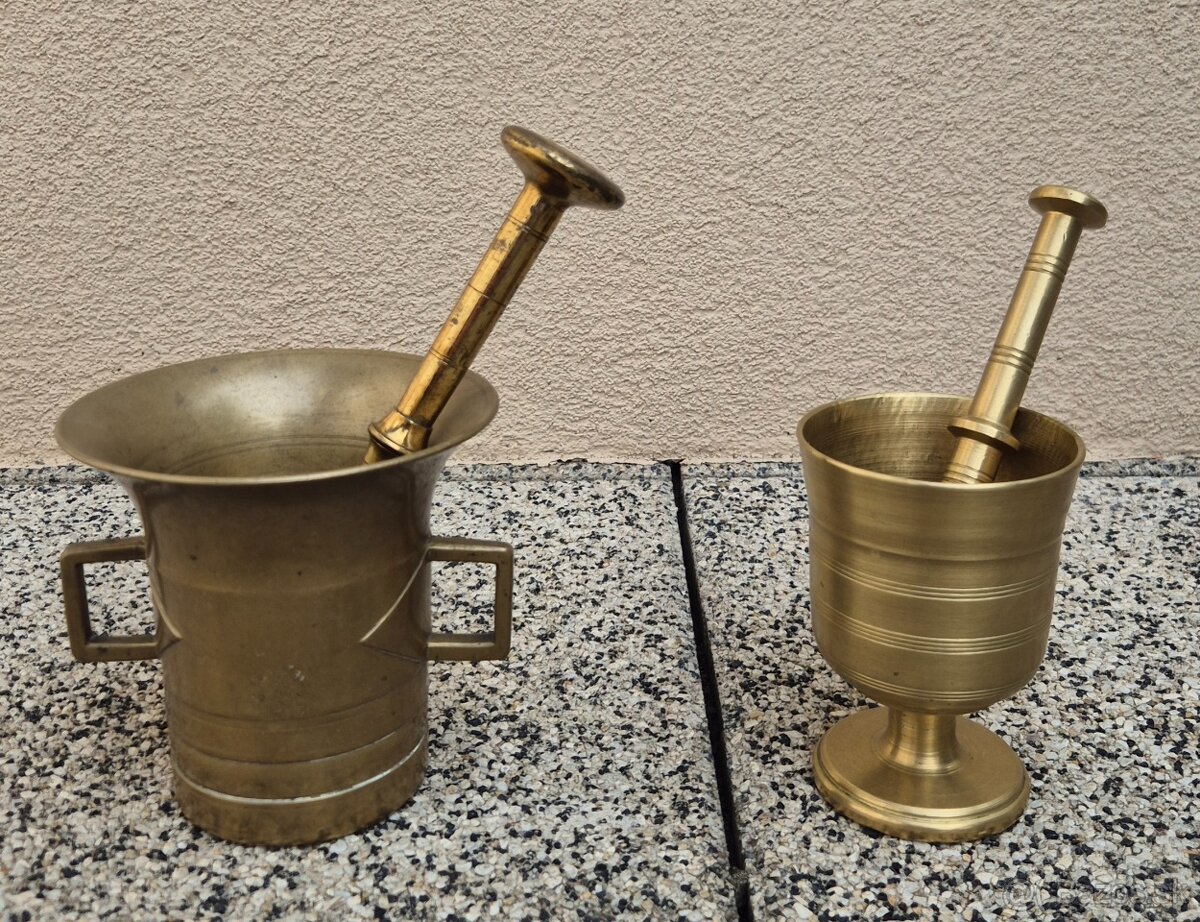 Mosadzné mažiare + tĺčiky