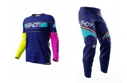 atv enduro sx detský set dres nohavice shot modrý farebný