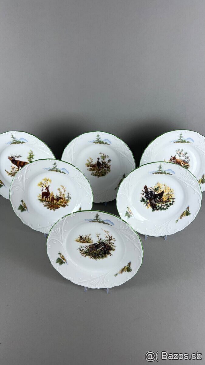 Tanierová súprava, NOVÁ, poľovnícky porcelán