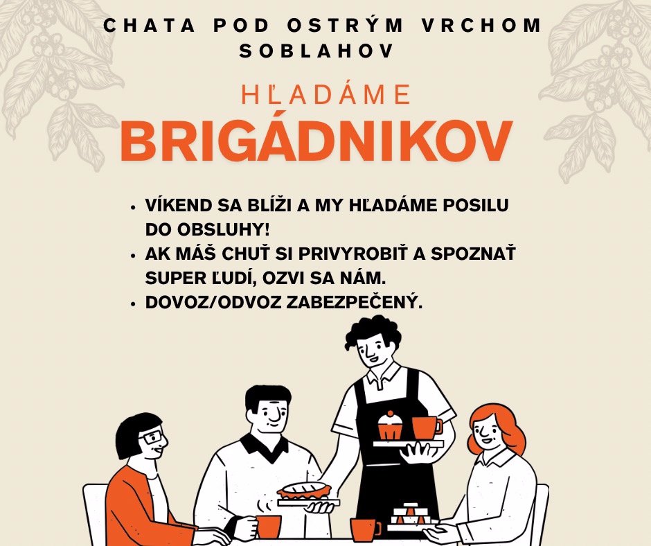 Hľadáme brigádnikov na víkendy