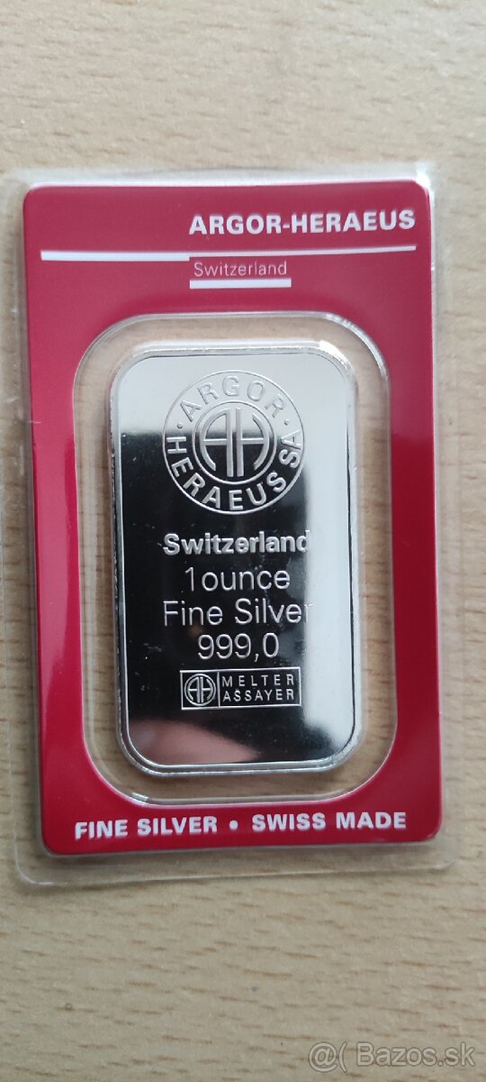 Investičné striebro Argor Heraeus 31,1G 2X