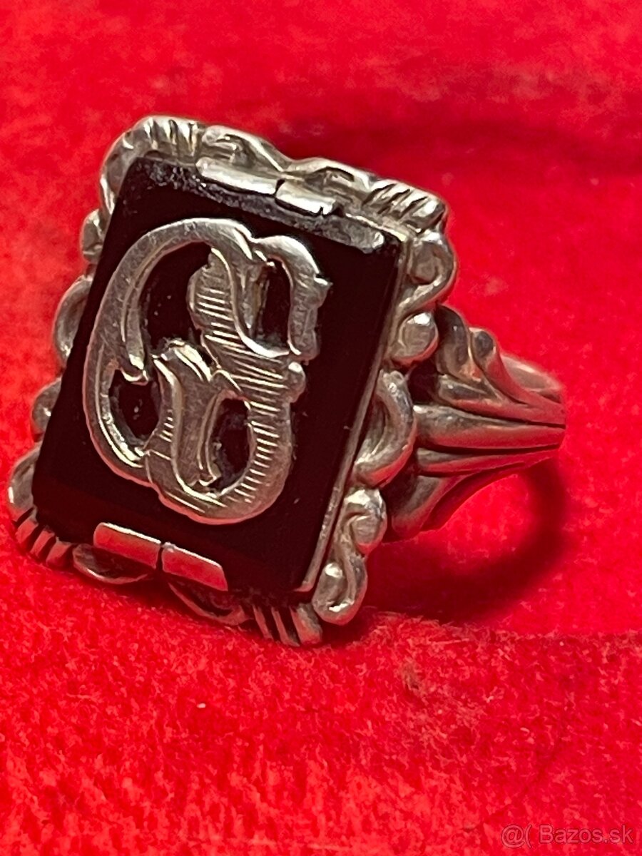 starozitny strieborný prsteň -monogram CS