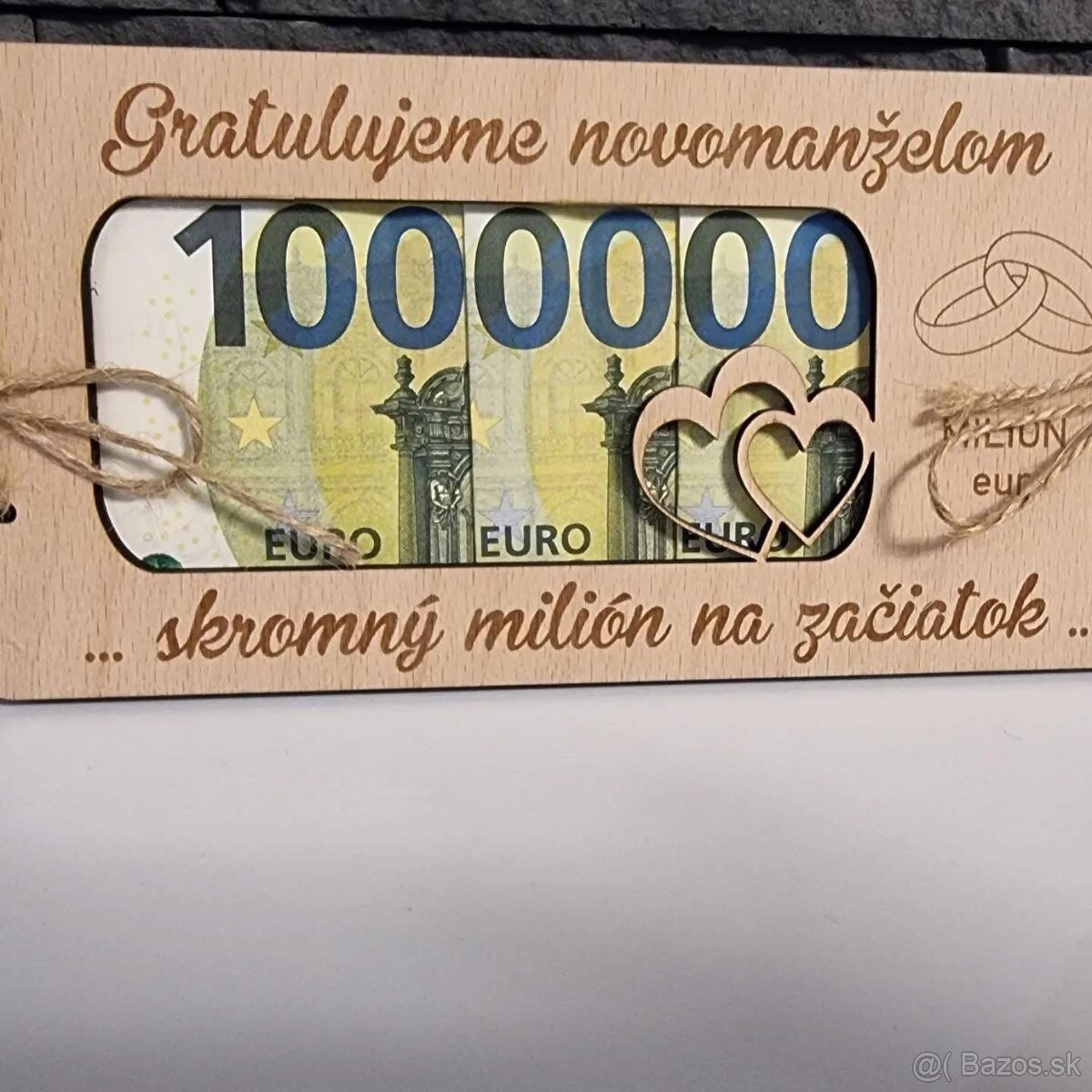 Drevená obalka na peniaze