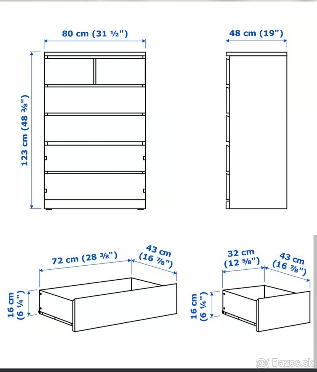 IKEA komoda MALM vysoka