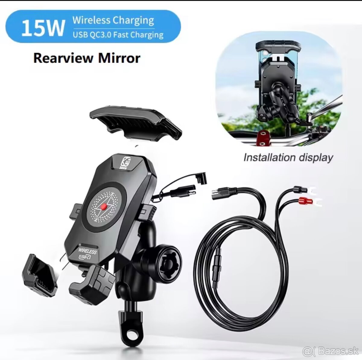 Držiak mobilu, bezdrôtové nabíjanie USB-C