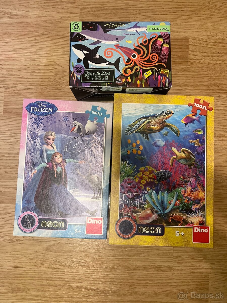 Svietiace neónové puzzle rôzne druhy 100