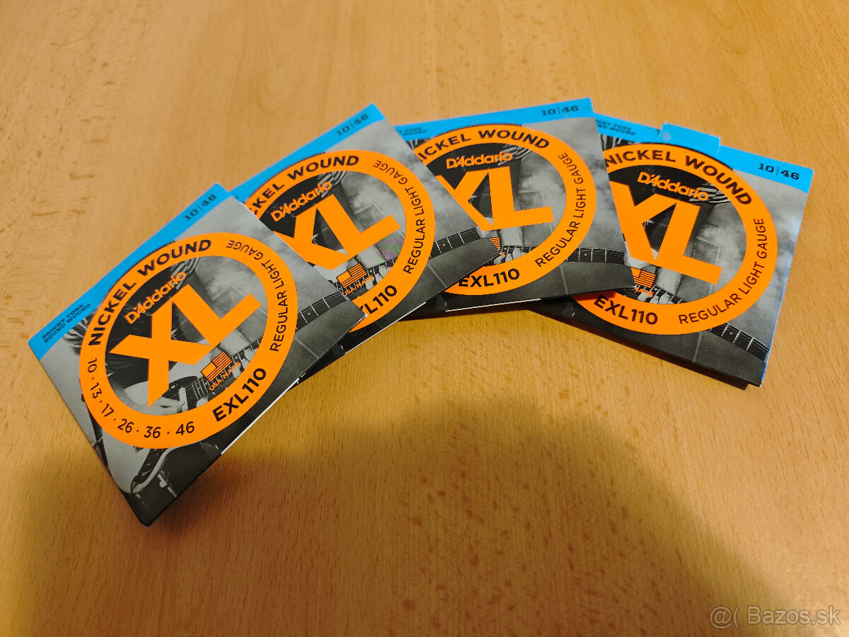 Predám 3 sady strún na el. gitaru D'Addario EXL110 10-46