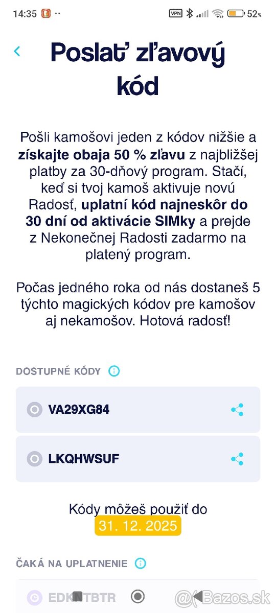 Kody na 50% zlavu Radost