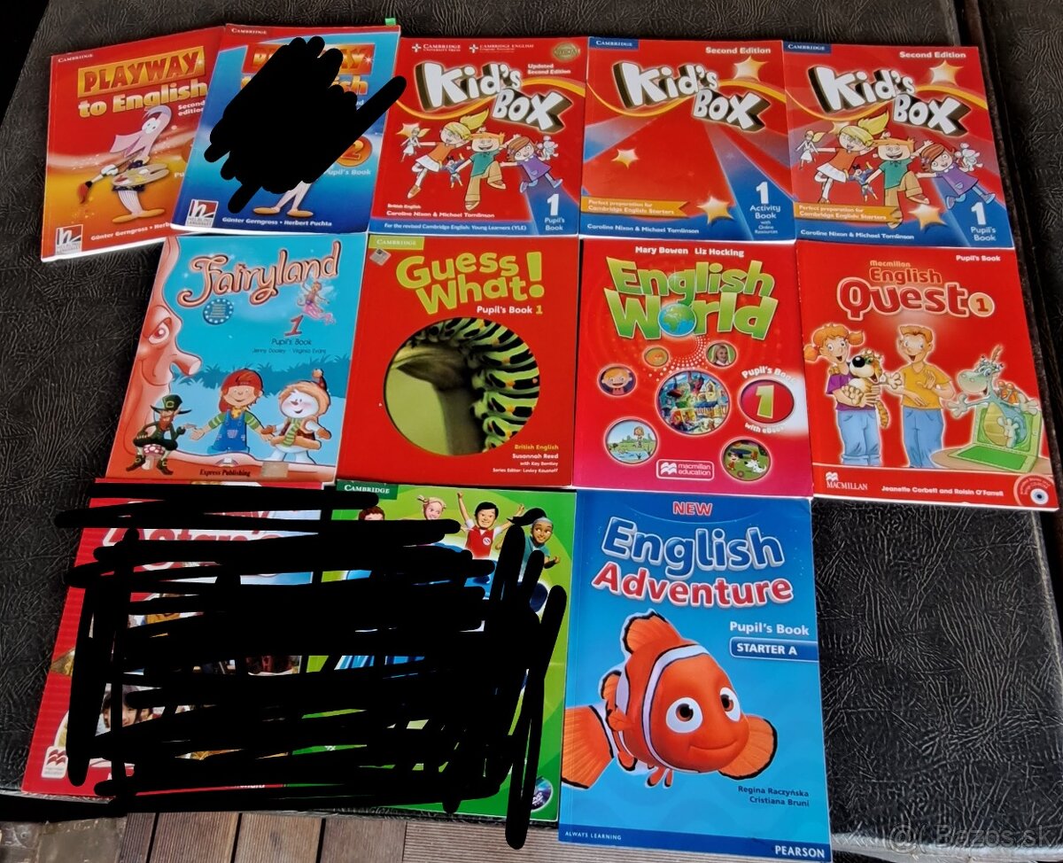 Mix anglických knižiek (učebníc na vyučovanie)