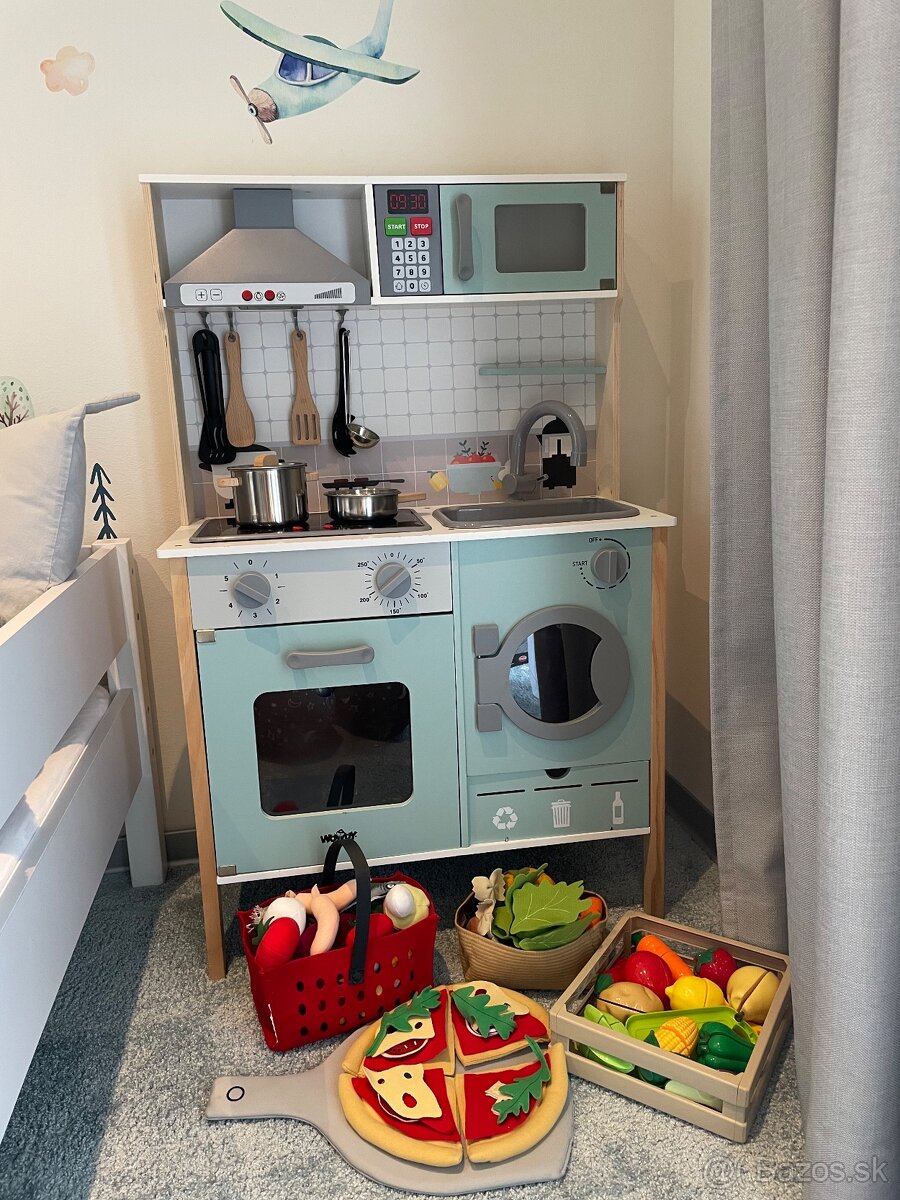 Detská kuchynka Woody s ikea zeleninou a ovocím