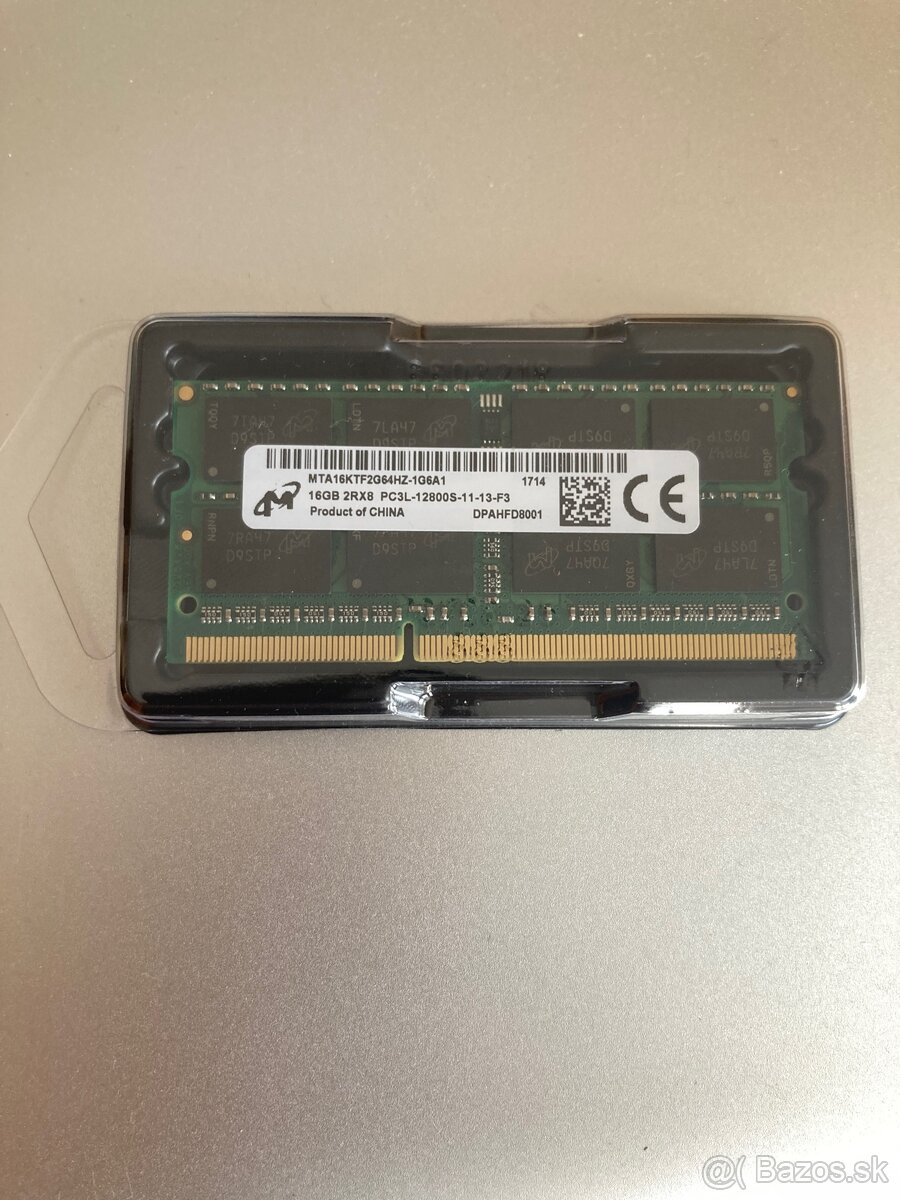 MICRON 16GB 2RX8 PC3L 12800S DDR3L 1600 MHz 1,35 V SODIMM