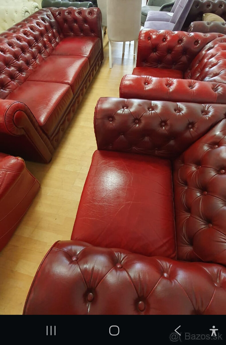 kožená sedacia súprava Chesterfield