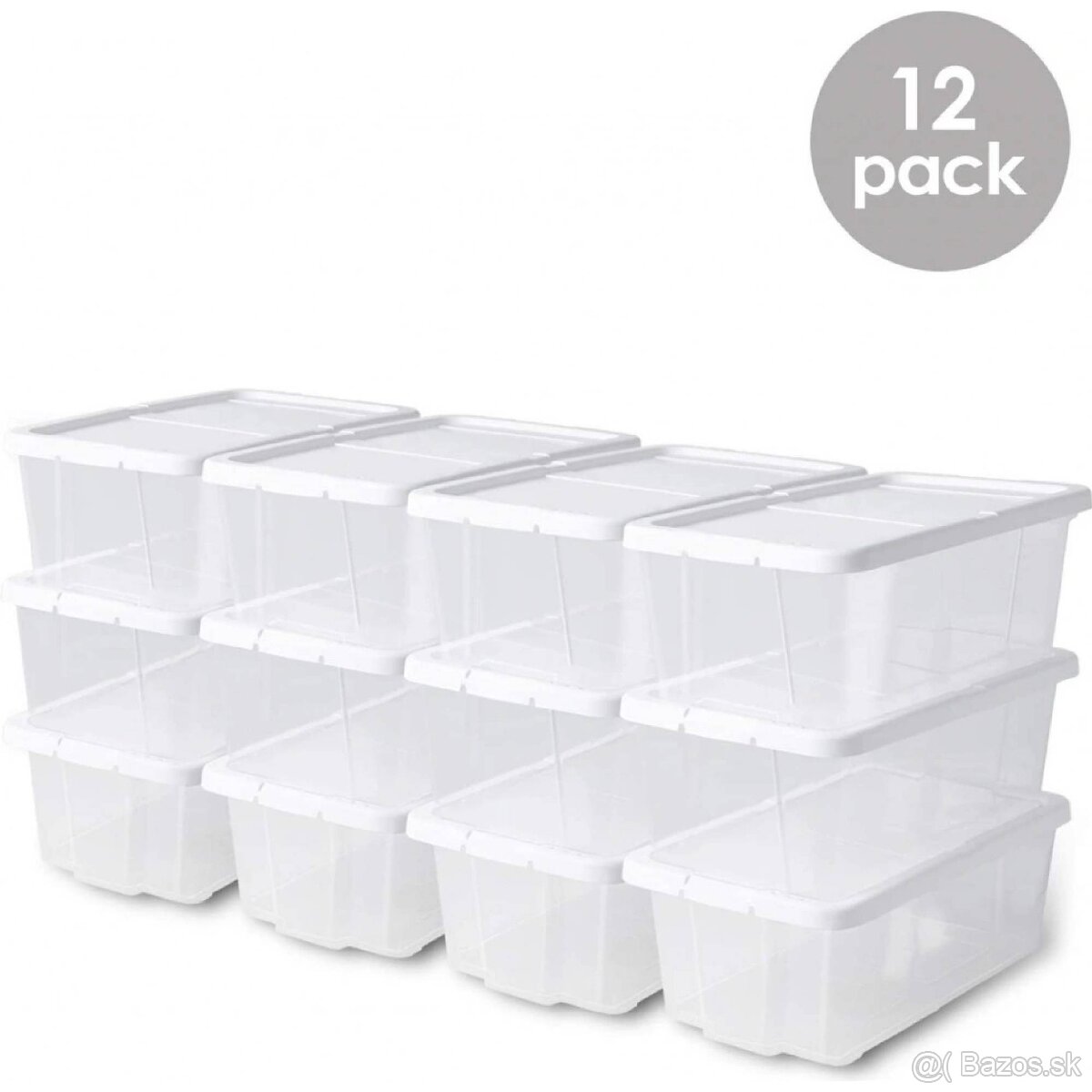 Úložne boxy na boty s víkem 35 x 20 x 12,5 cm (sada 12 kusů)