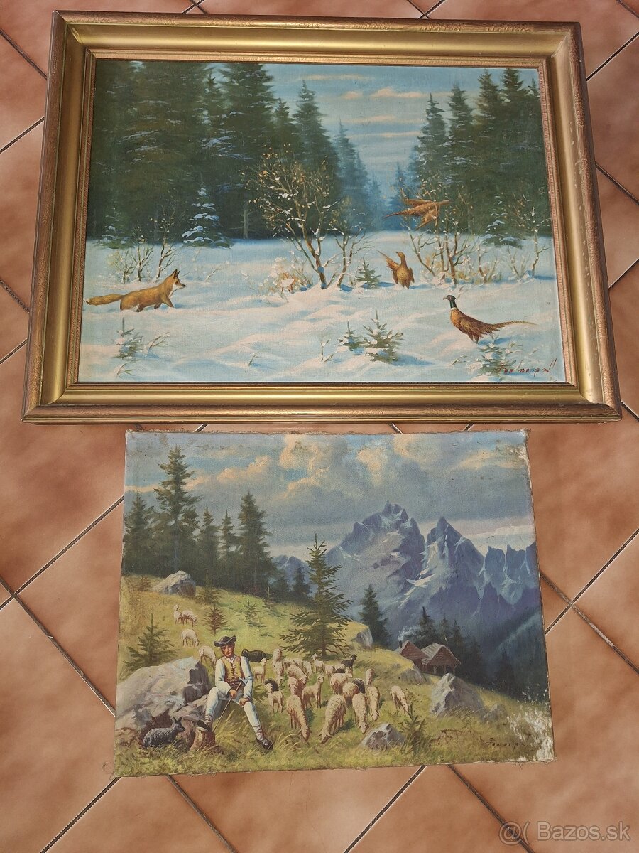 Staré maľované obrazy na plátne