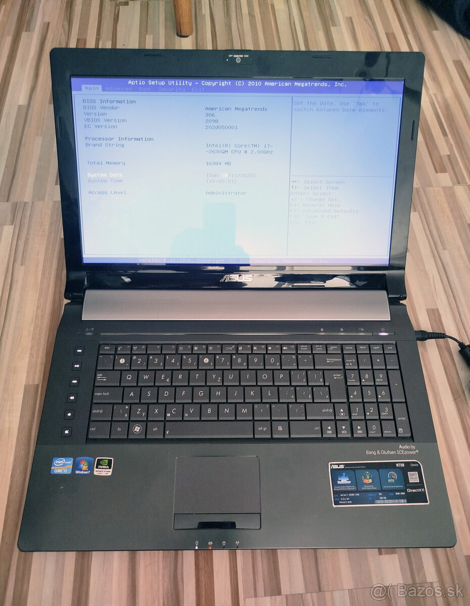 notebook Asus N73S i7-2630QM, nVidia GT540M, 17" na ND /ND9