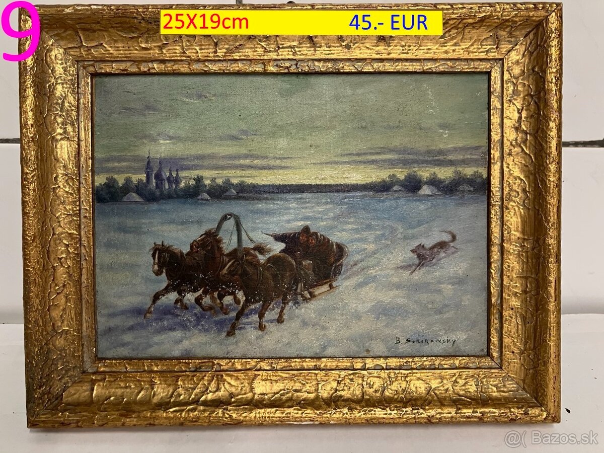 Obrazy pekné olejomaľby na plátne 9 kusov