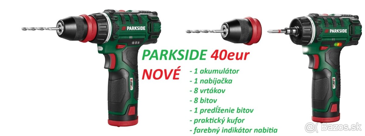Aku vŕtacie skrutkovače Parkside