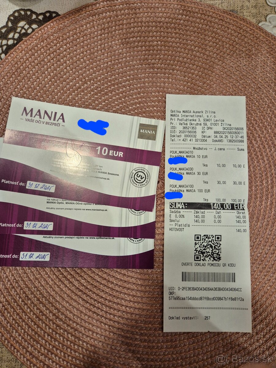 Optika Mania poukážky + 10 EUR zľava