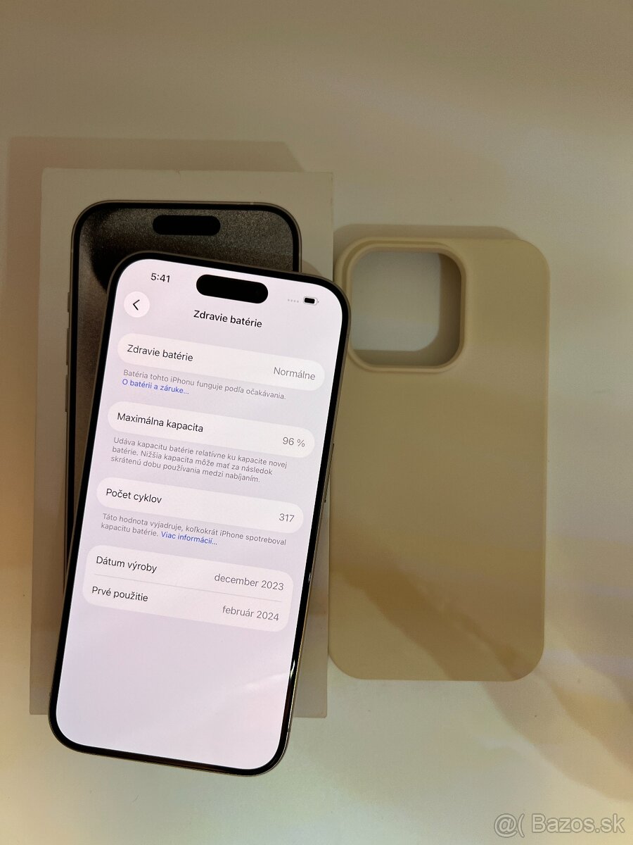 IPHONE 15 PRO WHITE TITANIUM 128GB ZÁRUKA - VEĽMI DOBRÝ STAV