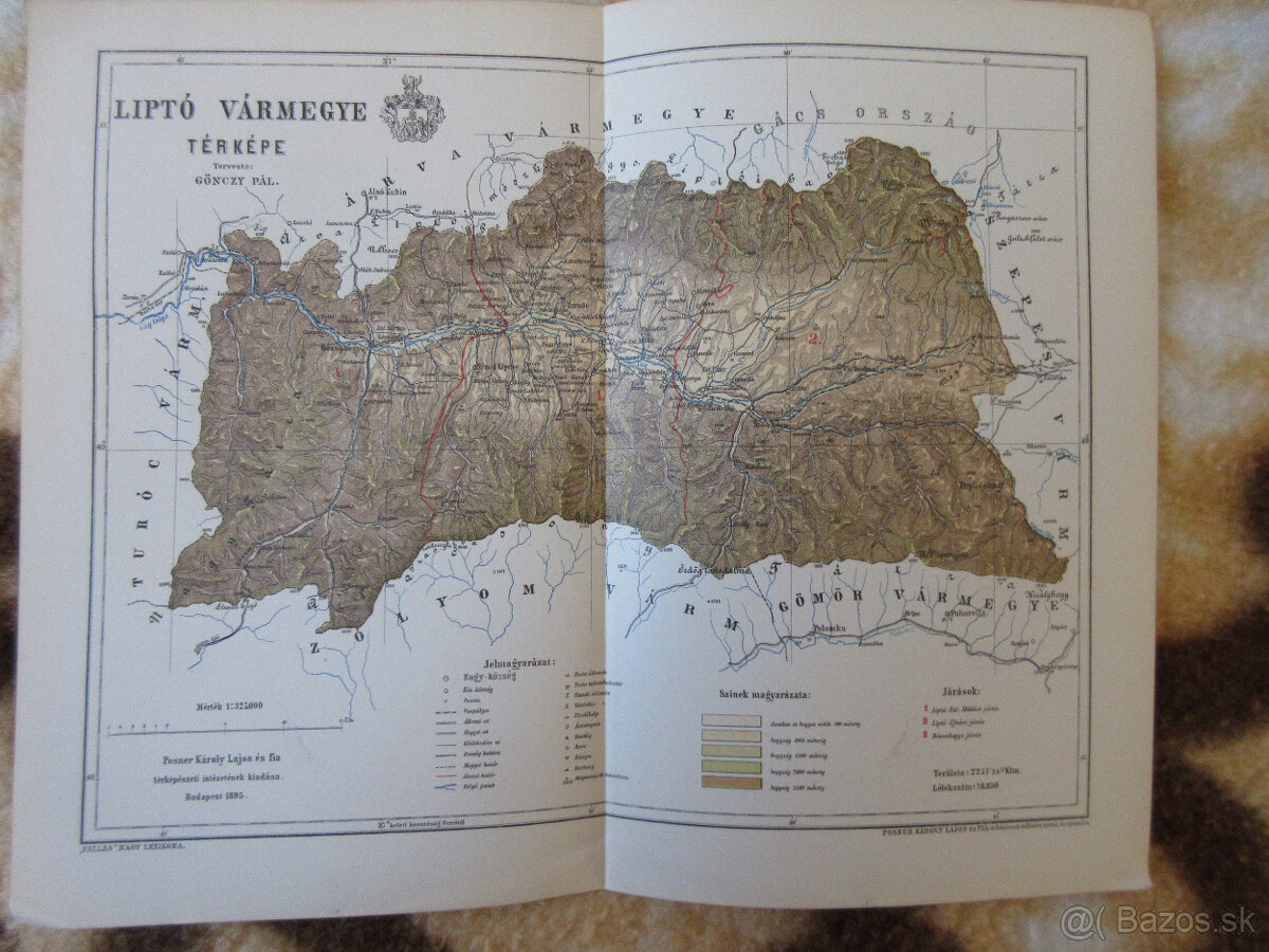 Mapa Liptovská župa r. 1897, Gönczy Pál,