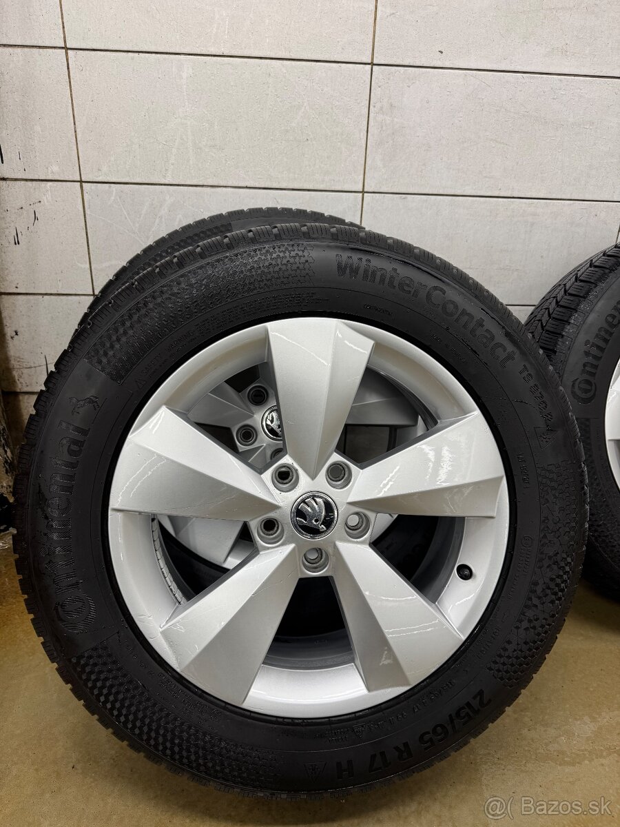 ALU disky Skoda 5x112 s zimne pneu 215/65 r17