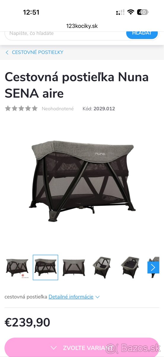 Cestovná postieľka nuna sena aire