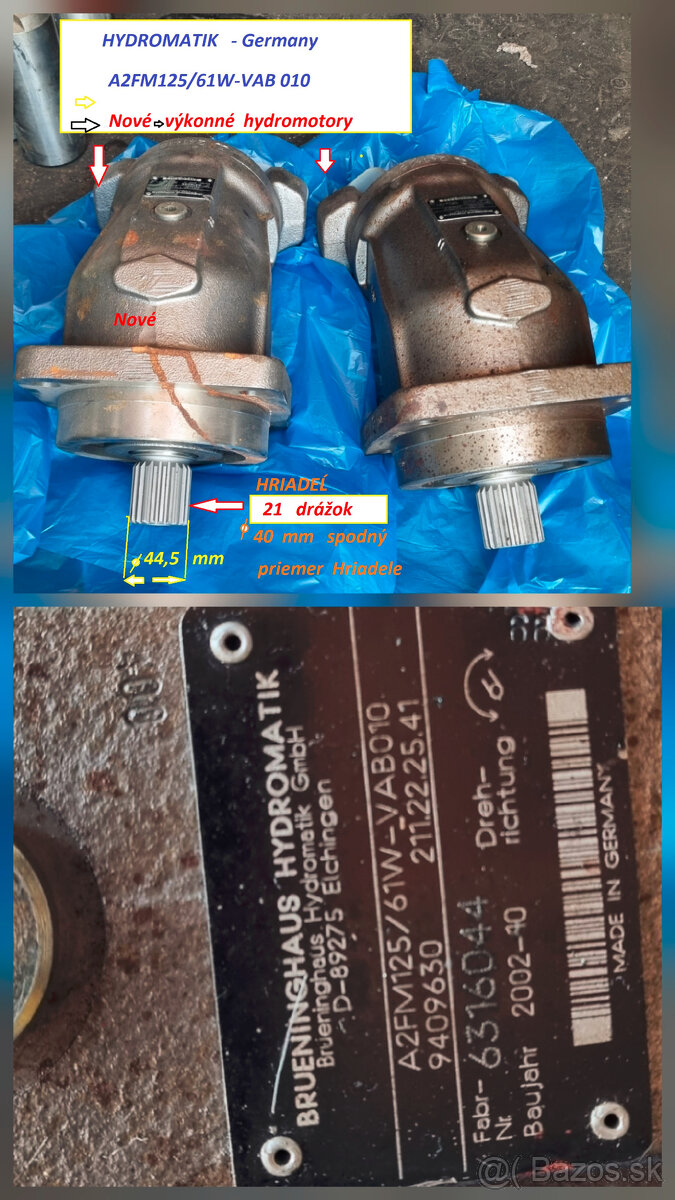 HYDROMATIK A2FM125/61W - VAB010 - nové hydromotory
