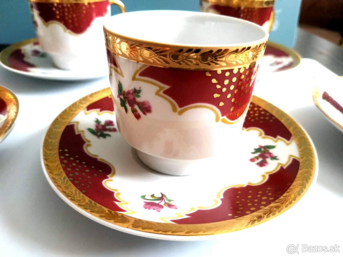 Porcelán MOKKA kávový servis- 6+6 šálky a podšálky  Dolní C