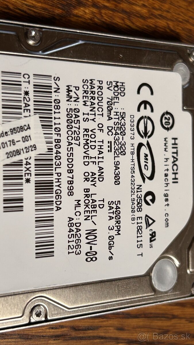 Predám starší HDD pre NB HP