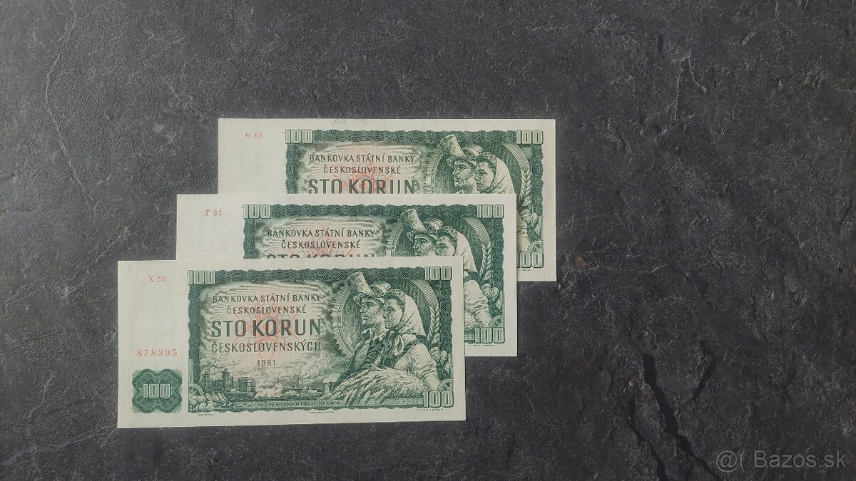 3x 100 Kčs 1961