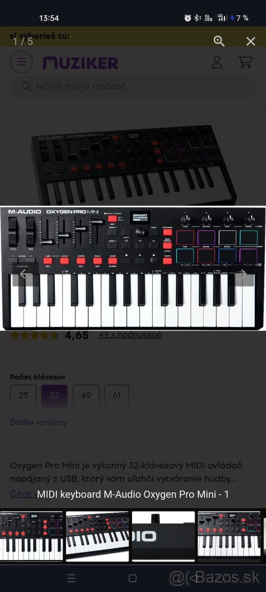 Predám dva krát zapnutý M-Audio Oxygen Pro Mini