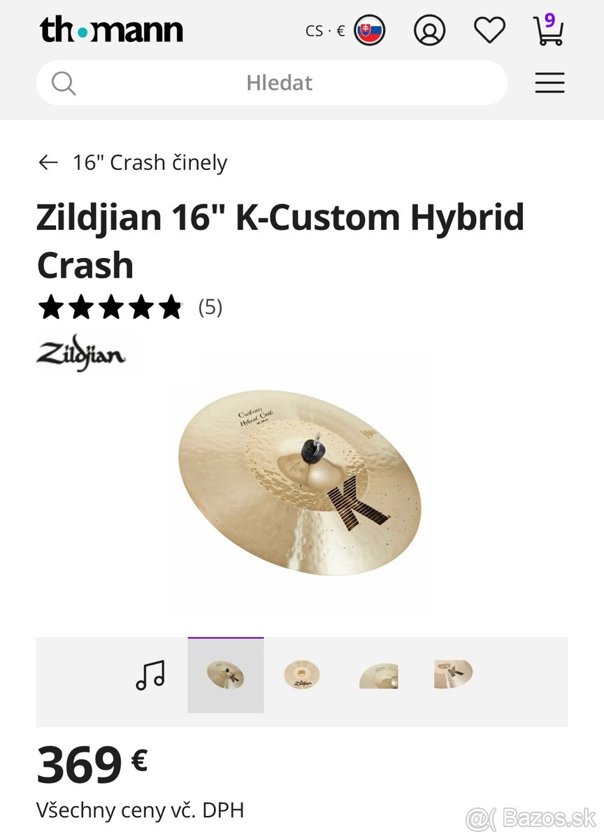 K-Zildjian Crash 16”hybrid