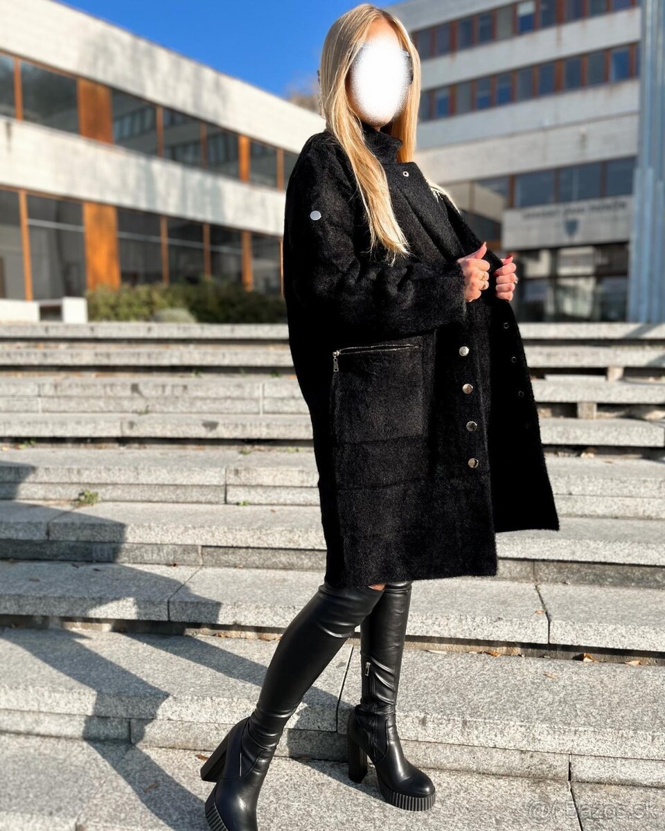 Čierna alpaka z vlny a angory